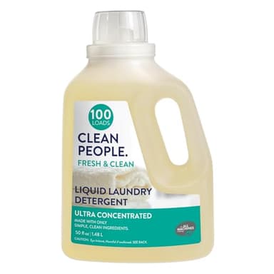 The Clean People Liquid Laundry Detergent - Recyclable Packaging, Stain Fighting - Ultra Concentrated, Laundry Soap - Fresh Scent, 50 fl oz