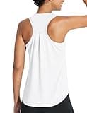 baleaf Women's Workout Tank Top Racerback Tops Sleeveless Running Shirts Loose Fit Yoga Athletic Gym Sports White M