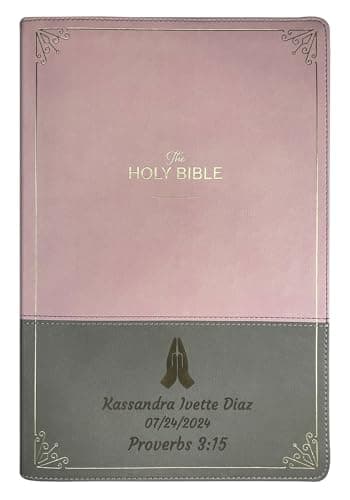 Personalized KJV Womens Large Bible Two-Tone Faux Leather King James Version Giant Print Size with Index Tabs | Custom with Name, Date or Text | Gift for Christian & Religious Celebrations
