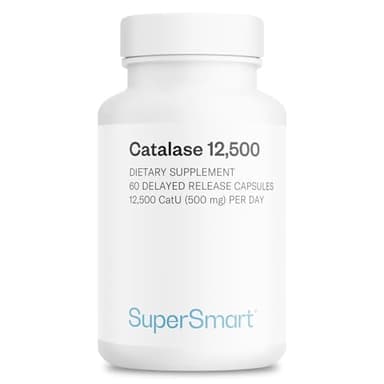 Supersmart - Catalase 500mg per Day (12500 CatU) - Natural Enzyme - Anti Gray Hair Supplement | Non-GMO & Gluten Free - 60 Delayed Release Capsules