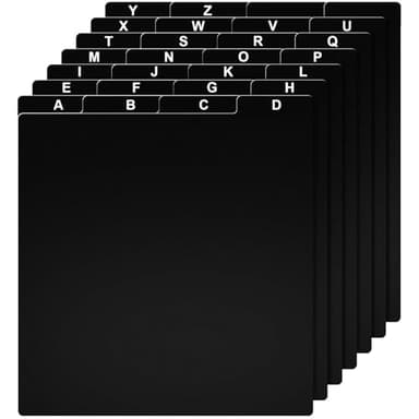 Marspark 26 Pcs Vinyl Album Divider A-z Record Divider DVD Cd File Alphabet Record Organizer with Alphabetical Tab Album Storage Holder for Vinyl LP, Label on Double Side(Black,Vertical)