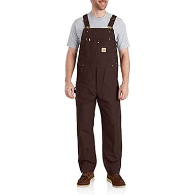 Carhartt Men's Iconic R01 Duck Bib Overall, Dark Brown, W34 x L32