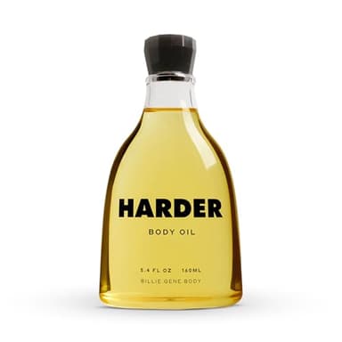 Billie Gene Body Harder Body Oil – Silky Nourishing Moisturizer with Jojoba & Shea Butter – Vegan and Cruelty-Free – Warm Woody Sandalwood & Leather Fragrance for Soft Glowing Skin 5.4oz