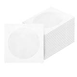 100pcs White Paper CD DVD Sleeves,120g 5inch CD DVD Sleeves Envelope Holder with Clear Window and Flap