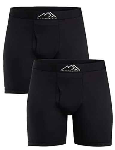 Merino.tech Merino Wool Underwear Mens - 100% Merino Wool Base Layer Boxer Briefs for Men (Medium, 2 Pack - 190 Black)