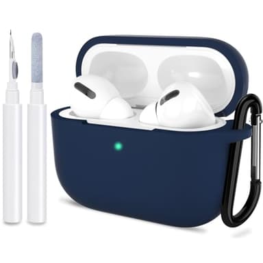 ATUAT for AirPods Pro 2nd Generation Case Cover, Protective Silicone Skin Accessories with Keychain for Women Men for Apple AirPods Pro Gen 2(2022), Front LED Visible-Midnight Blue