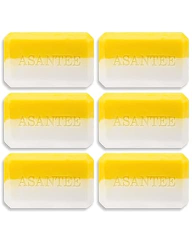 ASANTEE Rice Milk & Turmeric Soap Bar - Luxurious Body Soap for Soft, Clear, and Radiant Skin - Scent Long-Lasting (Pack of 6)