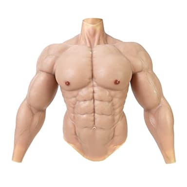 SMITIZEN Silicone Muscle Suit Upgraded Version Male Chest with Arms Realistic Fake Muscle Costume Cosplay Halloween Carnival (Caucasian)