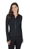 Yogalicious Full-Zip Lightweight Hooded Running Workout Yoga Lux Jacket With Pockets - Black - Large