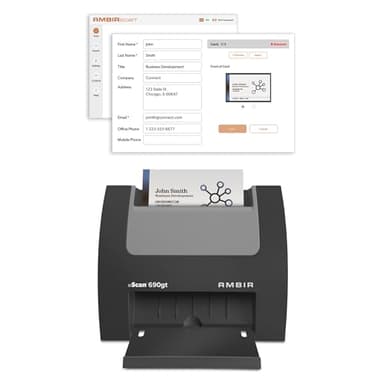 Ambir nScan 690gt-BCS High-Speed Vertical Card Scanner with AmbirScan Business Card for Windows PC One Time Purchase No Subscription Needed