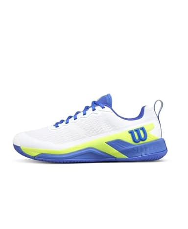 WILSON Rush Pro 4.5 Men's Tennis Shoe - White/Amparo Blue/Safety Yellow, Size 10.5 US