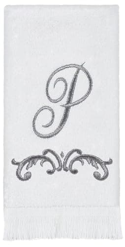 Avanti Linens - Fingertip Towel, Soft & Absorbent Cotton Towel, Scroll Design, Cursive Style Decor (Monogram Collection, Initial P)