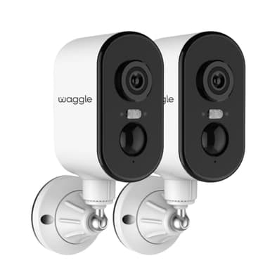 Waggle Pack of 2 4G LTE Security Camera for RV, No Wi-Fi Needed, 2K HD, 300° Pan, 9000mAh Battery, PIR & AI Human Detection, Siren Alarm, Indoor/Outdoor Cam for Camping/Travel, Subscription Required