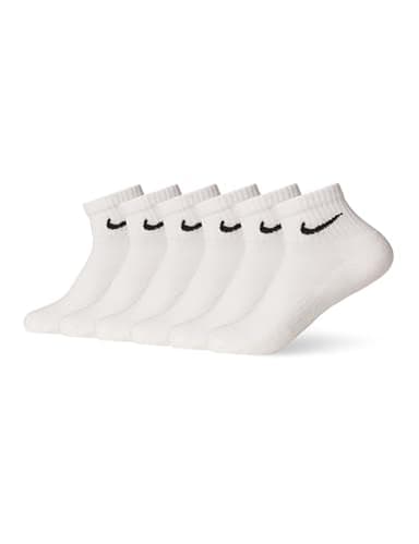 Nike Unisex Everyday Cushioned Training Ankle Socks (6 Pairs), White/Black, Large
