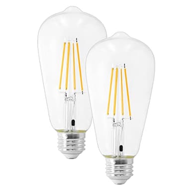 Maxxima ST19 Dusk to Dawn LED Edison Light Bulb, 60 Watt Equivalent, 800 Lumens, 2700K Warm White, Vintage Styled Filament Light Sensing Bulb, UL Listed, 2 Pack