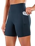 CRZ YOGA Women's Naked Feeling Biker Shorts with Pockets 6'' - High Waisted Yoga Gym Workout Spandex True Navy Small