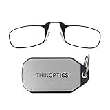 ThinOptics Keychain Rectangular Reading Glasses, Black Frames/Silver Case, 2 Piece Set + 1