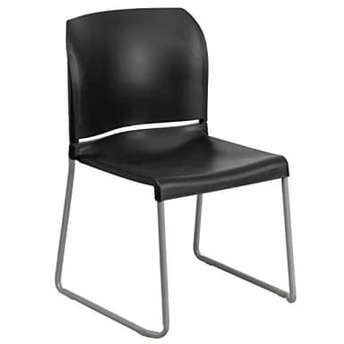 Flash Furniture Hercules Series Contoured Stacking Chairs for Waiting Rooms and Offices, Ergonomic Lobby Chairs with Curved Back, Set of 5, Black