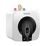 KENUOS 2.5 Gallon Mini Tank Water Heater,Under Sink Instant Hot Water,1500W 120V Small Water Heater 1/2" NPT for RV,Kitchen,Compact Design with T&P Valve,3-Way Fitting Valve Wall/Floor Mounted Black