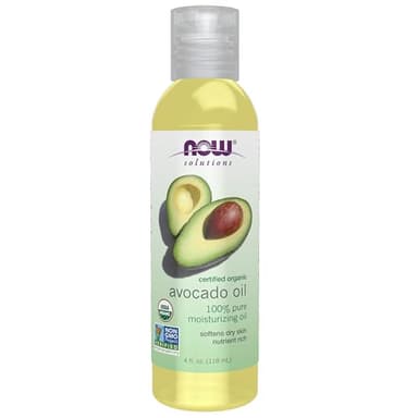NOW Foods Solutions, Organic Avocado Oil, 100% Pure Moisturizing Oil, Nutrient Rich and Hydrating, 4-Ounce