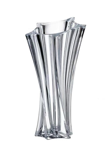Crystal Glass Vase – Heavy Crystal Vase for Flowers with Weighted Bottom, Thick Durable Decorative Vases for Modern Home Decor, 9.8″ 3.5lb Clear Centerpiece (Transparent)