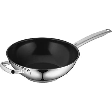 WMF Durado Induction Wok Pan 28 cm Non-Stick Coating Suitable for All Standard Hob Types Oven-Safe up to 260 °C Wok Stainless Steel
