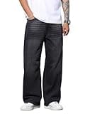 DFGIGT Mens Wide Leg Baggy Jeans Y2k Casual Fashion Loose Denim Pants Work Office Streetwear Hip Hop 2000s Jinco Oversized Relaxed Extreme Skater Skateboard,B10 Black,XX-Large
