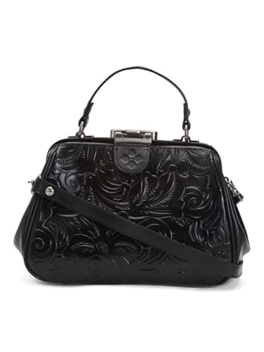 Patricia Nash Gracchi Satchel Leather Handbag Purse (Black)