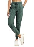 Willit Women's Workout Jogger Studio Track Athletic Pants Hiking Casual Pants with Pockets Lightweight Forest Green M
