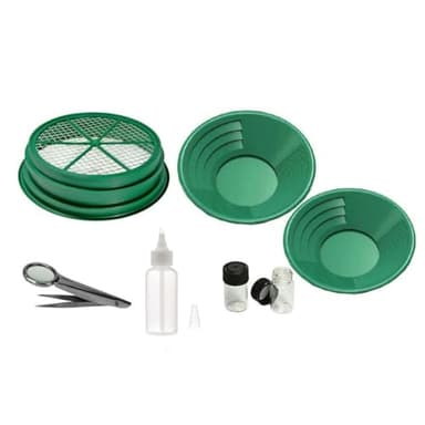 SE Gold Panning Kit - Complete Prospecting Set with Pans, Sieves, and More - Ideal for Beginners, Enthusiasts, Hobbists (GP5-KIT107)
