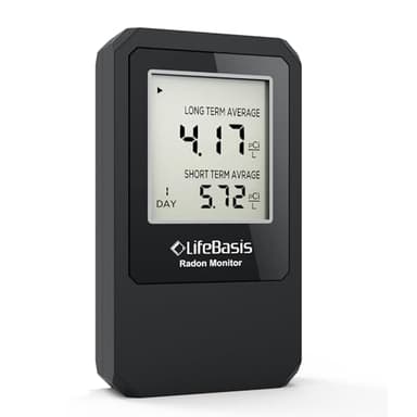 Life Basis Home Radon Detector, Portable Radon Tester for Home with Long and Short Term Radon Monitoring 0-500 pCi/L Range Battery Operated (Including Battery)