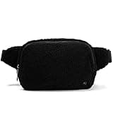 Pander Large 2L Fanny pack Everywhere Fleece Belt Bag for Women and Men with Adjustable strap Belt. (Black)