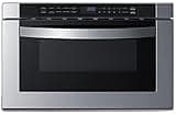 Summit 24” Built In Microwave, 1.2 cu.ft. Drawer Microwave, ADA Compliant, Black & Stainless Steel - MDR245SS (24 Inch)