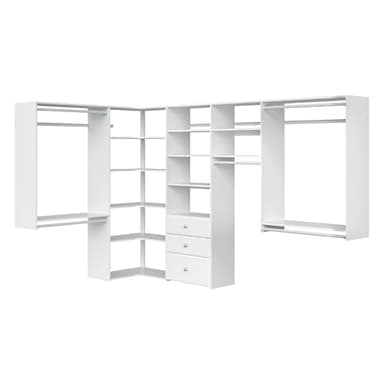Easy Track PH43-WH Ultimate Corner Wood Kit Closet Organizer in White with White-Vinyl Hardware