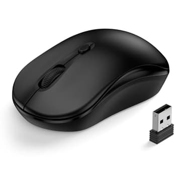 Wireless Mouse for Laptop, 2.4GHz Computer Mouse for Work, 12-Month Battery Life, 3 Adjustable DPI 800/ 1200/ 1600, Office Cordless USB Mice with USB A Receiver for PC, Laptop, Desktop, Mac -Black
