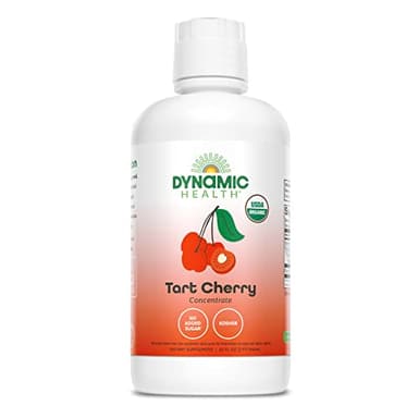 Dynamic Health Organic Tart Cherry Juice, Unsweetened 100% Juice Concentrate, Antioxidants Supplement, No Sweeteners or Additives, Vegan, Gluten Free, BPA Free (32oz)