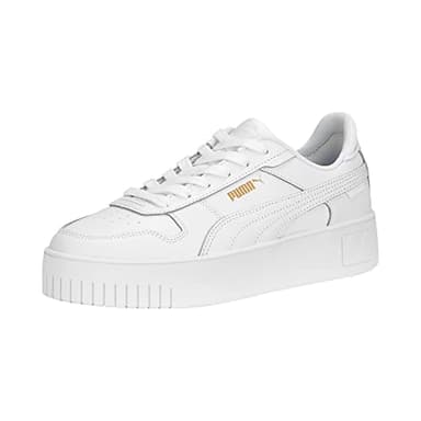 PUMA Women's CARINA STREET Sneaker, PUMA White-PUMA White-PUMA Gold, 8