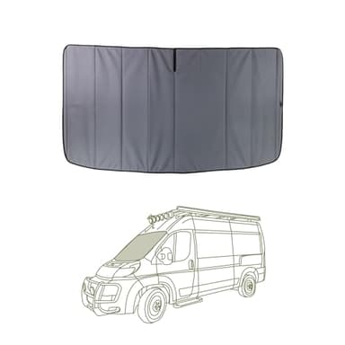 VanEssential Insulated Blackout Front Windshield Cover Designed for RAM Promaster Van Years 2014 to Current Model - Charcoal Gray