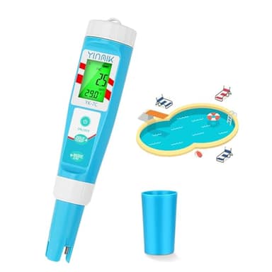 pH Chlorine Meter, Digital ORP Meter, Salinity Tester for Saltwater Pool, pH PPM EC Monitor for Hydroponics, SPA 7 in 1 pH Test Kit