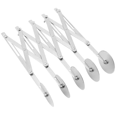 QWORK 5-Wheel Adjustable Pastry Cutter, Stainless Steel Pizza Slicer, Expandable Multi-Round Baking Roller/Divider for Cookie, Dough, Cake, and Pastry