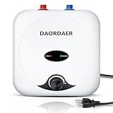 DAORDAER 110/120v 1.5kw Mini Tank Electric Water Heater 2.5 Gallon Compact Under Sink Water Heater Knob Temperature Adjustment Instant Hot Water Heater For Home Kitchen (2.5 Gallon- White)