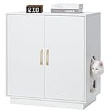 Gitelsnour Litter Box Enclosure, 30.9'' High Large Litter Box Furniture, Modern Cat Litter Box Enclosure with Hidden Storage, Side Table, End Table, White GCLB003WT