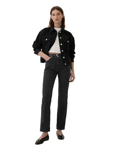 GAP Womens High Rise Straight Fit Denim Jeans Washed Black 29 REG