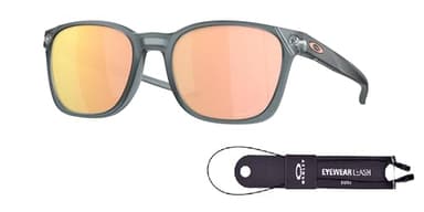 Oakley Ojector OO9018 901816 55MM Matte Crystal Black/Prizm Rose Gold Polarized Rectangular Sunglasses for Men+ Bundle Accessory Leash Kit, Microfiber Pouch
