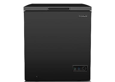 FRIGIDAIRE EFRF5003-BLACK Chest Deep Freezer-Garage-Ready, 5.0 Cu. Ft. Capacity, Black-Adjustable Thermostat-Removable Vinyl Coated Wire Basket-Easy Defrost Drain