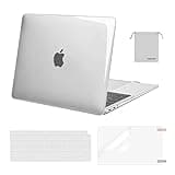 MOSISO Compatible with MacBook Air 13 inch Case 2022, 2021-2018 Release A2337 M1 A2179 A1932, Plastic Hard Shell&Keyboard Cover&Screen Film&Storage Bag for MacBook Air 13.3 inch Case, Transparent