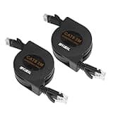 Iskueal Retractable Ethernet Cable - 6.6ft Cat6 Flat Network Cable with RJ45 Connectors for High Speed LAN, Internet, Gaming - Compatible with PS4, Router, Switch - 2 Pack.
