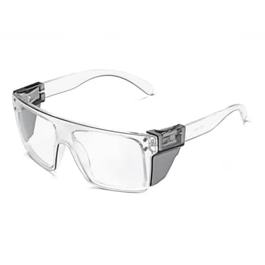 BINGKING UV400Transition Photochromic Safety Glases Light to Dark Grey Lenses ANSI Z87 Impact Approved Wraparound Style Frame (Clear)