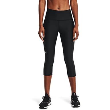 Under Armour Womens HeatGear Armour High Waisted Pocketed No-Slip Capri , Black (001)/White , Medium