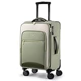 LOVEVOOK Carry On Luggage 22x14x9 Airline Approved with Spinner Wheels, 20 Inch Softside Suitcases, Lightweight Rolling Travel Carry on Suitcase with TSA Lock for Women Men Weekender, Green-yellow